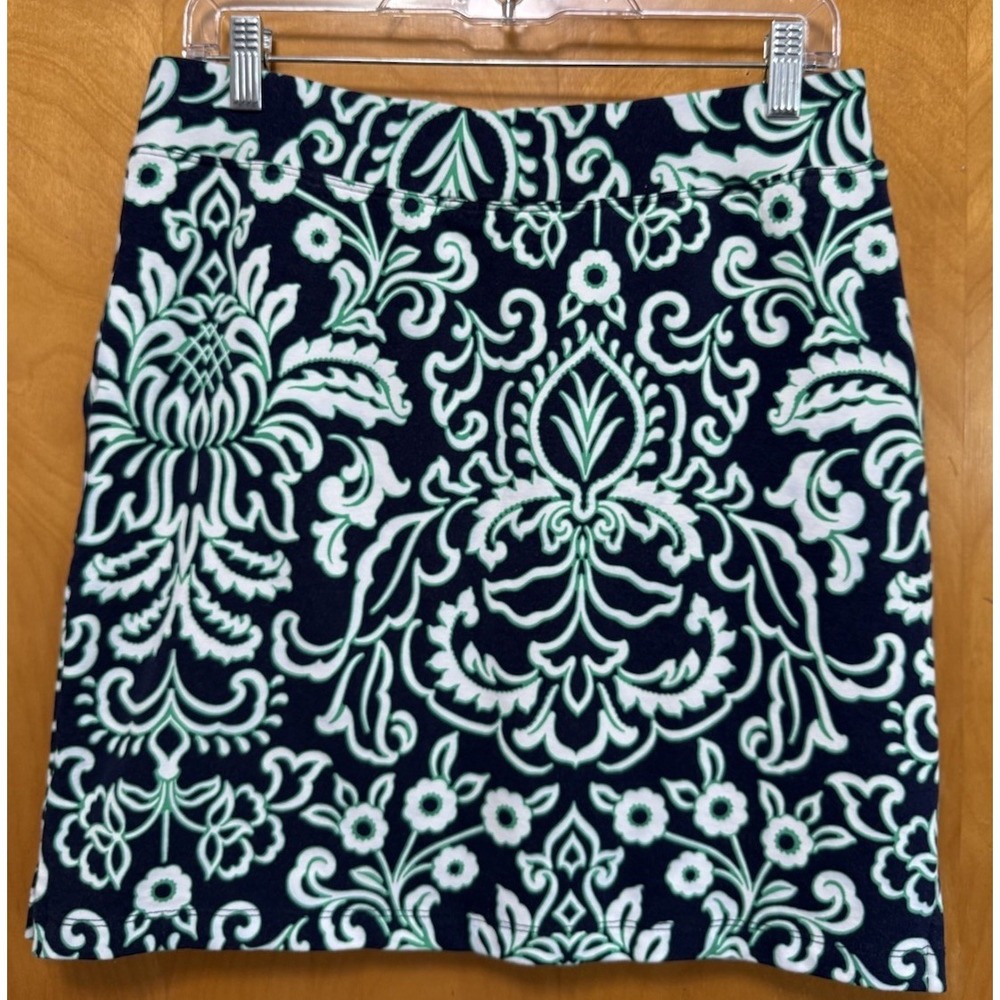 Soft Surroundings Womens Pull On Skort Bold‎ Floral Pockets Navy Green Sz S